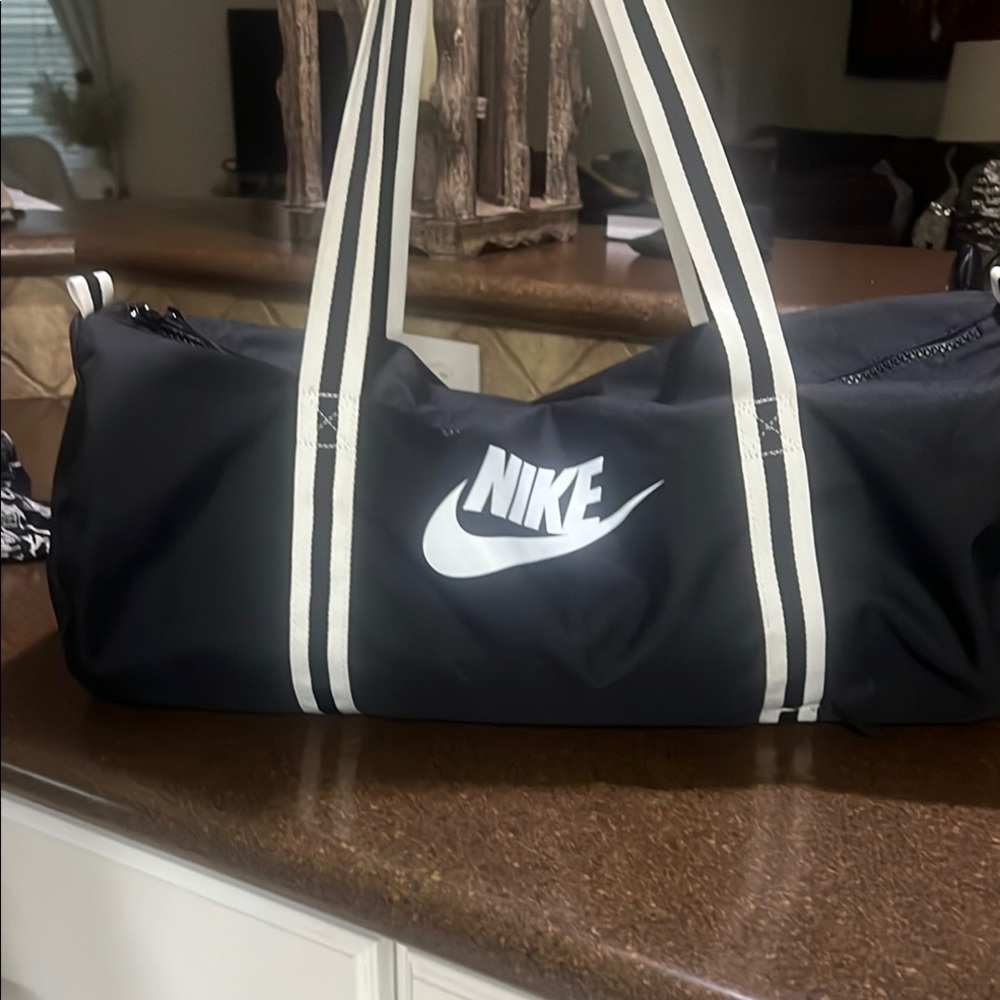 Nike Black and White Duffel Bag Sporty and Durable